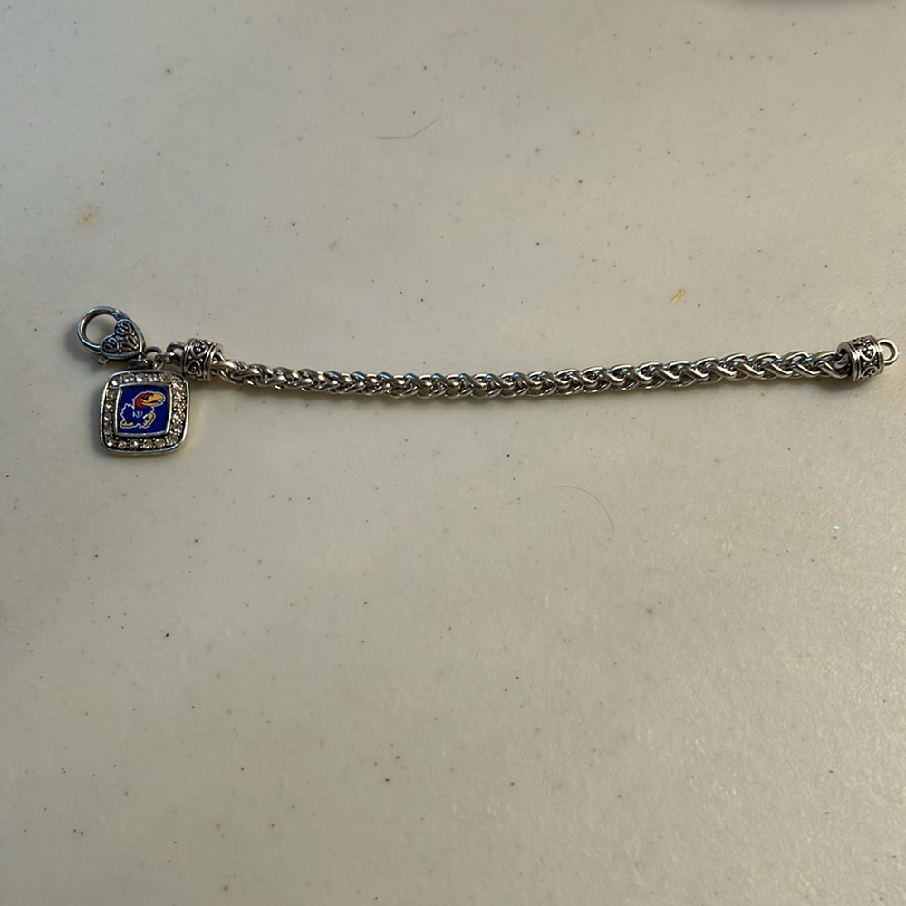 KU Kansas Jayhawks Braided Toggle Fashion Bracelet with Pendant USA Made - Picture 4 of 6